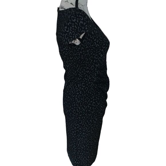 ANN TAYLOR animal print side-gathered short sleeve dress 2 - Picture 4 of 8